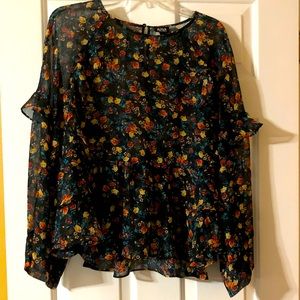 Women’s a.n.a. Sheer Floral Blouse, Size L